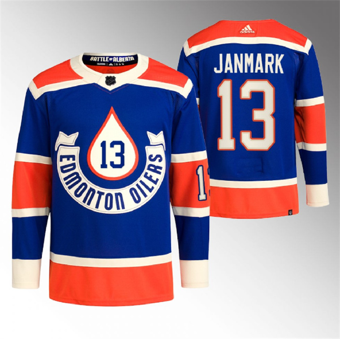 Men's Edmonton Oilers #13 Mattias Janmark 2023 Royal Heritage Classic Primegreen Stitched Jersey