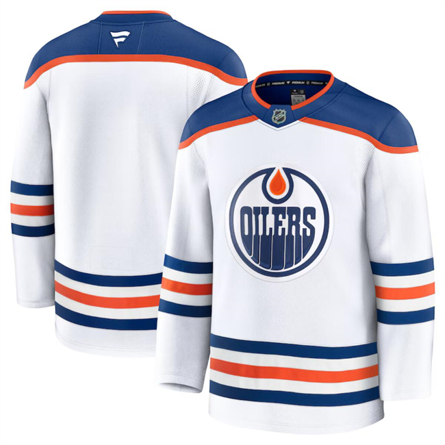 Men's Edmonton Oilers Blank White 2024-25 Away Stitched Hockey Jersey