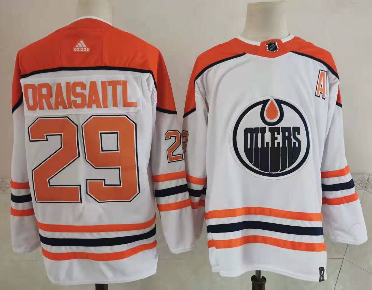 Oilers 29 Leon Draisaitl White 2020-21 Reverse Retro Adidas Jersey