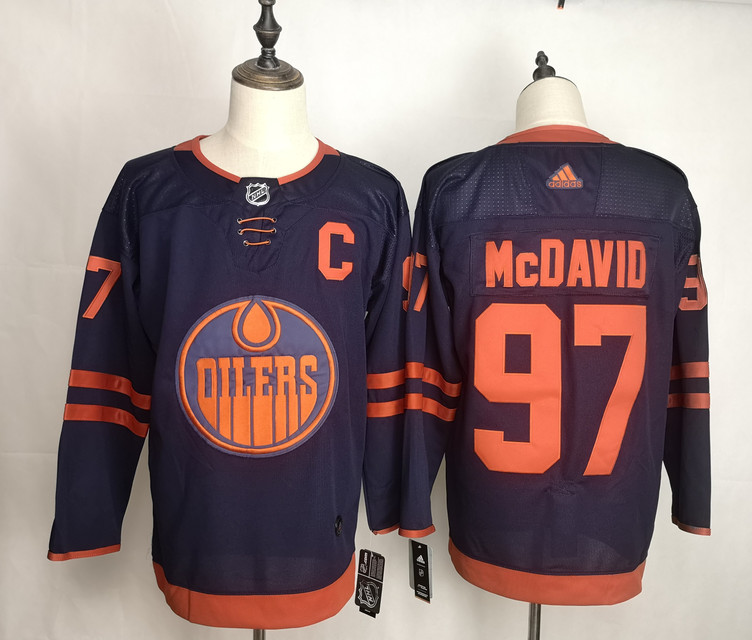 Oilers 97 Connor McDavid Navy 50th Anniversary Adidas Jersey