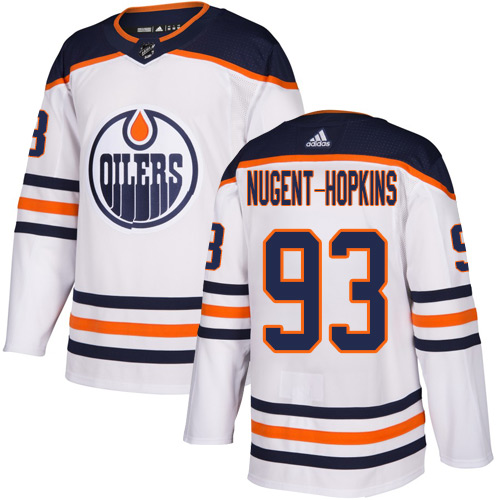 Oilers #93 Ryan Nugent-Hopkins White Road Authentic Stitched Hockey Jersey