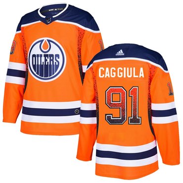 Oilers 91 Drake Caggiula Orange Drift Fashion Adidas Jersey