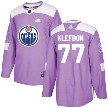 Adidas Oilers #77 Oscar Klefbom Purple Authentic Fights Cancer Stitched NHL Jersey