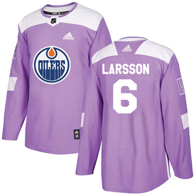 Adidas Oilers #6 Adam Larsson Purple Authentic Fights Cancer Stitched NHL Jersey