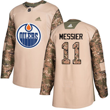 Adidas Oilers #11 Mark Messier Camo Authentic 2017 Veterans Day Stitched NHL Jersey