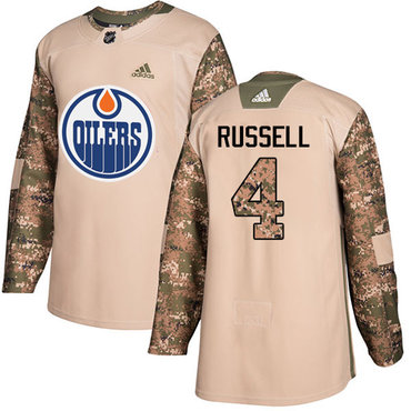 Adidas Oilers #4 Kris Russell Camo Authentic 2017 Veterans Day Stitched NHL Jersey