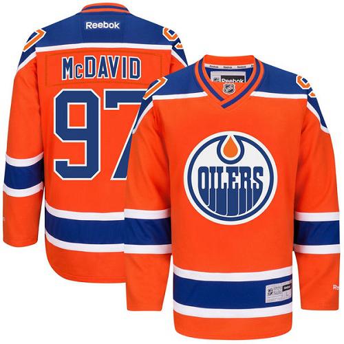 Oilers #97 Connor McDavid Orange C Patch Stitched NHL Jersey