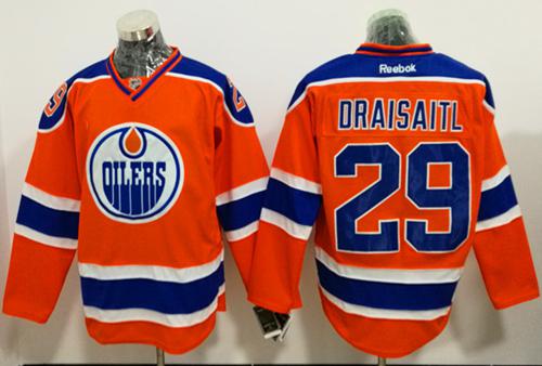 Oilers #29 Leon Draisaitl Orange Alternate Stitched NHL Jersey