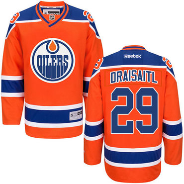 Oilers 29 Leon Draisaitl Orange Premier Alternate Jersey