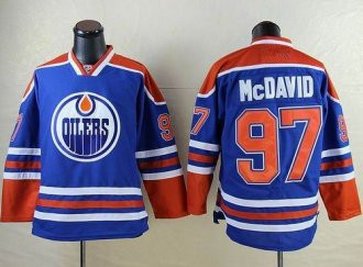 Edmonton Oilers #97 Connor McDavid White&blue Stitched NHL Jerseys