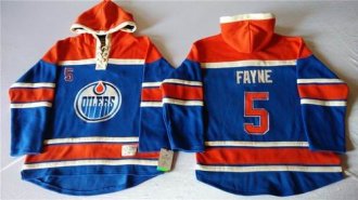 Edmonton Oilers #5 Mark Fayne Light Blue Sawyer Hooded Sweatshirt Stitched NHL Jersey