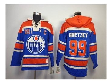 nhl jerseys edmonton oilers #99 gretzky blue(pullover hooded sweatshirt)(patch C)