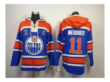 nhl jerseys edmonton oilers #11 messier blue(pullover hooded sweatshirt)(patch C)