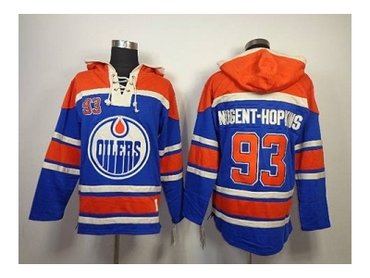 nhl jerseys edmonton oilers #93 nugent-hopkins blue(pullover hooded sweatshirt)