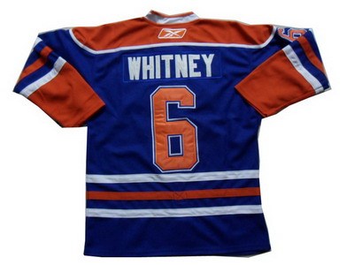 edmonton oilers # 6 whitney blue hockey jerseys