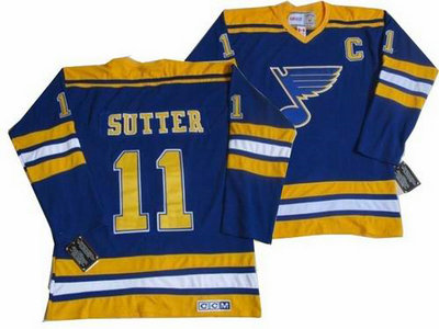 St Louis Blues 11 Brian Sutter CCM Blue Jersey