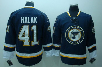 ST LOUIS BLUES 41 Halak Dark Blue Jerseys