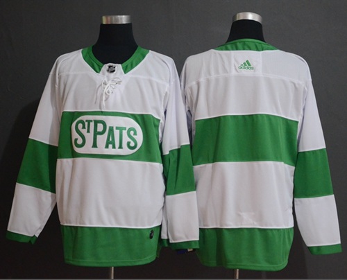 Maple Leafs Blank White Authentic St. Pats Stitched Hockey Jersey