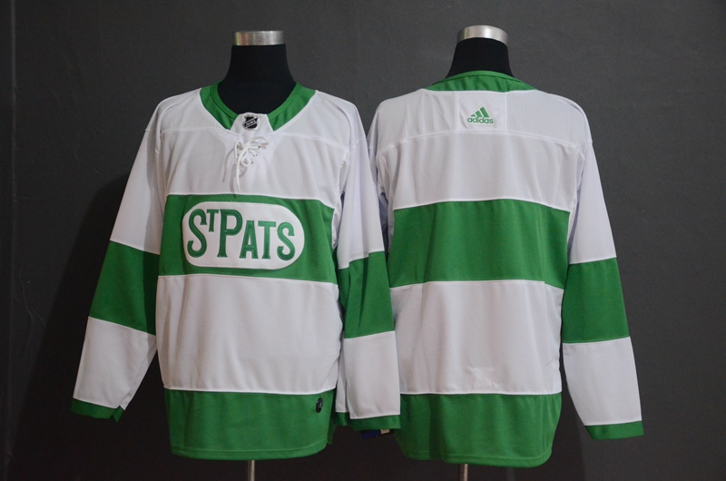 Maple Leafs Blank White 2019 St. Patrick's Day Adidas Jersey