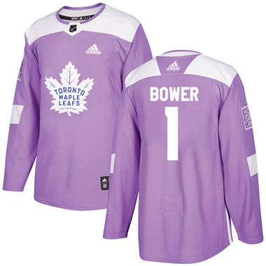 Adidas Maple Leafs #1 Johnny Bower Purple Authentic Fights Cancer Stitched NHL Jersey