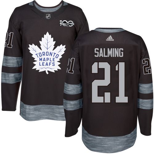 Adidas Maple Leafs #21 Borje Salming Black 1917-2017 100th Anniversary Stitched NHL Jersey