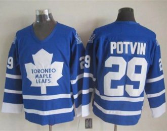 Toronto Maple Leafs #29 Felix Potvin Blue CCM Throwback Stitched NHL Jersey