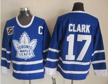 Toronto Maple Leafs #17 Wendel Clark Blue 75th CCM Throwback Stitched NHL Jersey