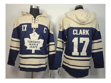 nhl jerseys toronto maple leafs #17 clark blue-cream(pullover hooded sweatshirt)(patch C)