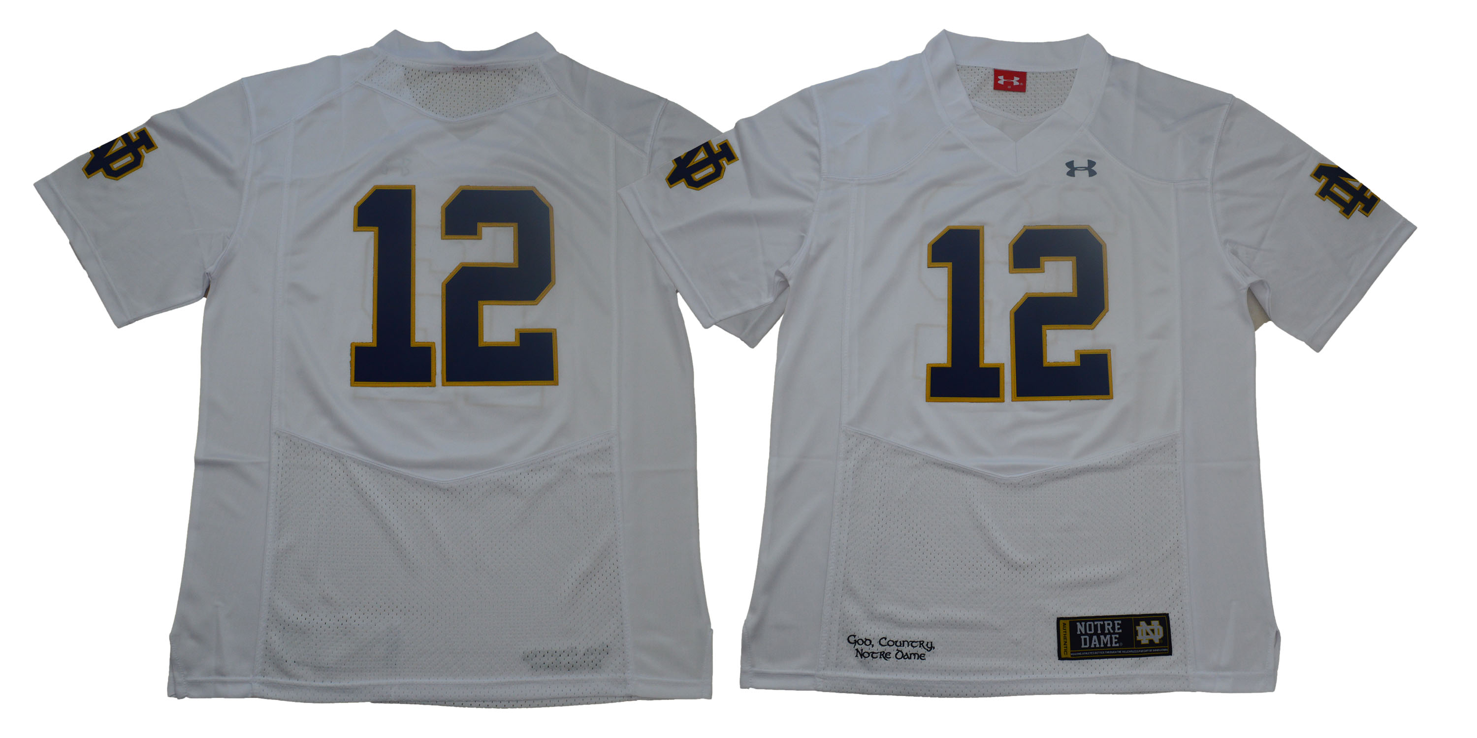 Notre Dame Fighting Irish #12 White College Football Jersey