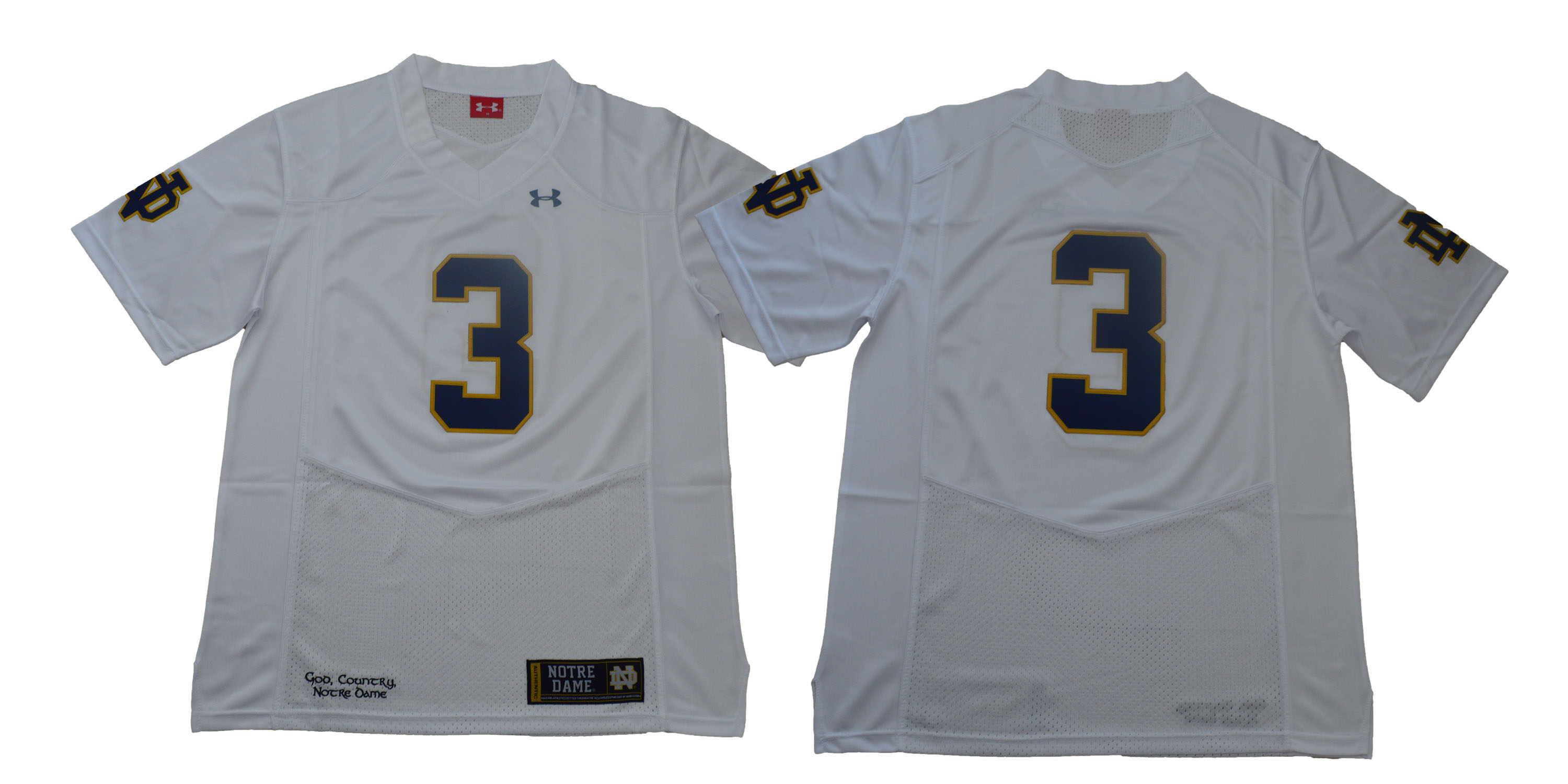 Notre Dame Fighting Irish #3 White College Football Jersey