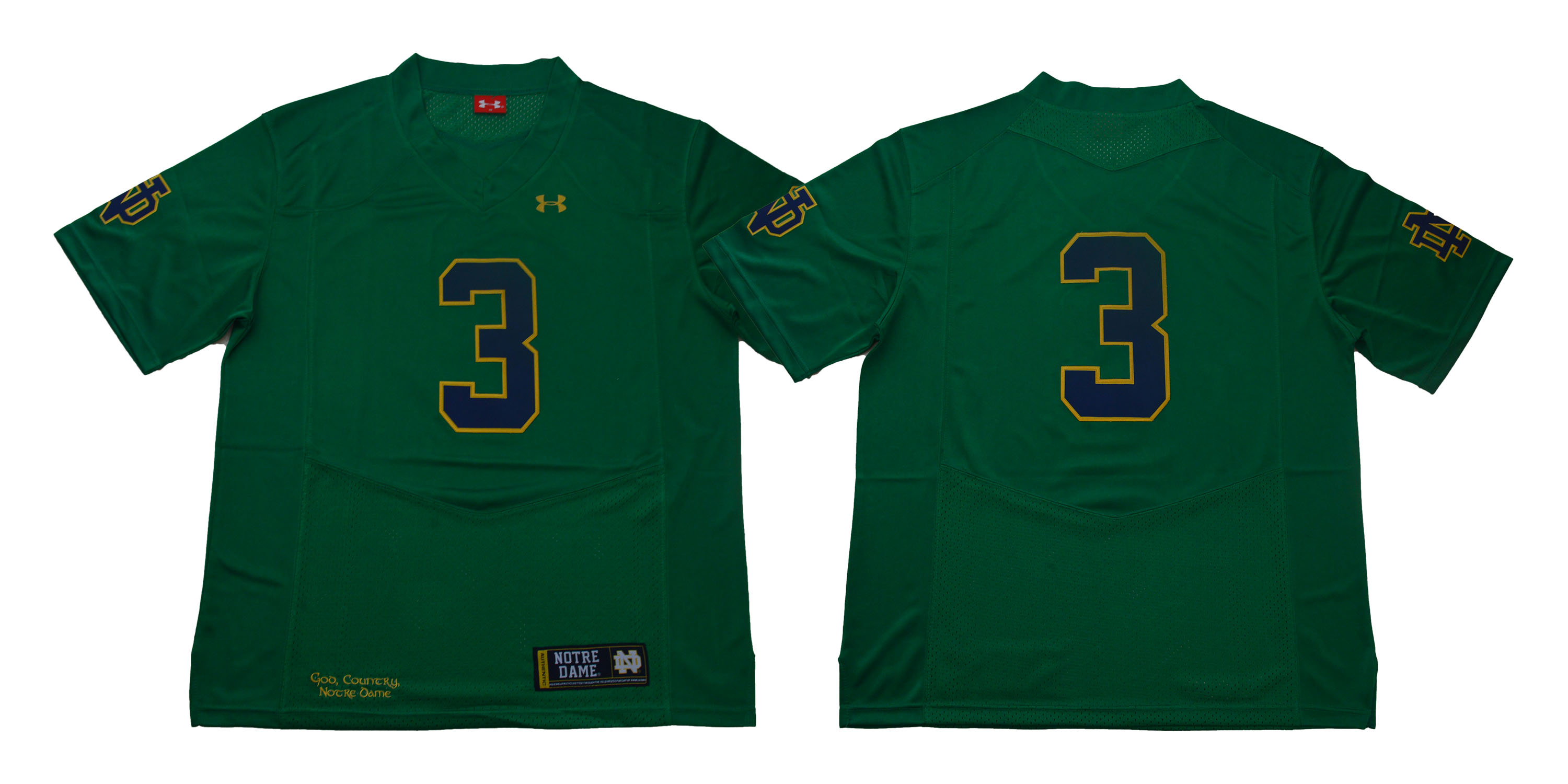 Notre Dame Fighting Irish #3 Green College Football Jersey