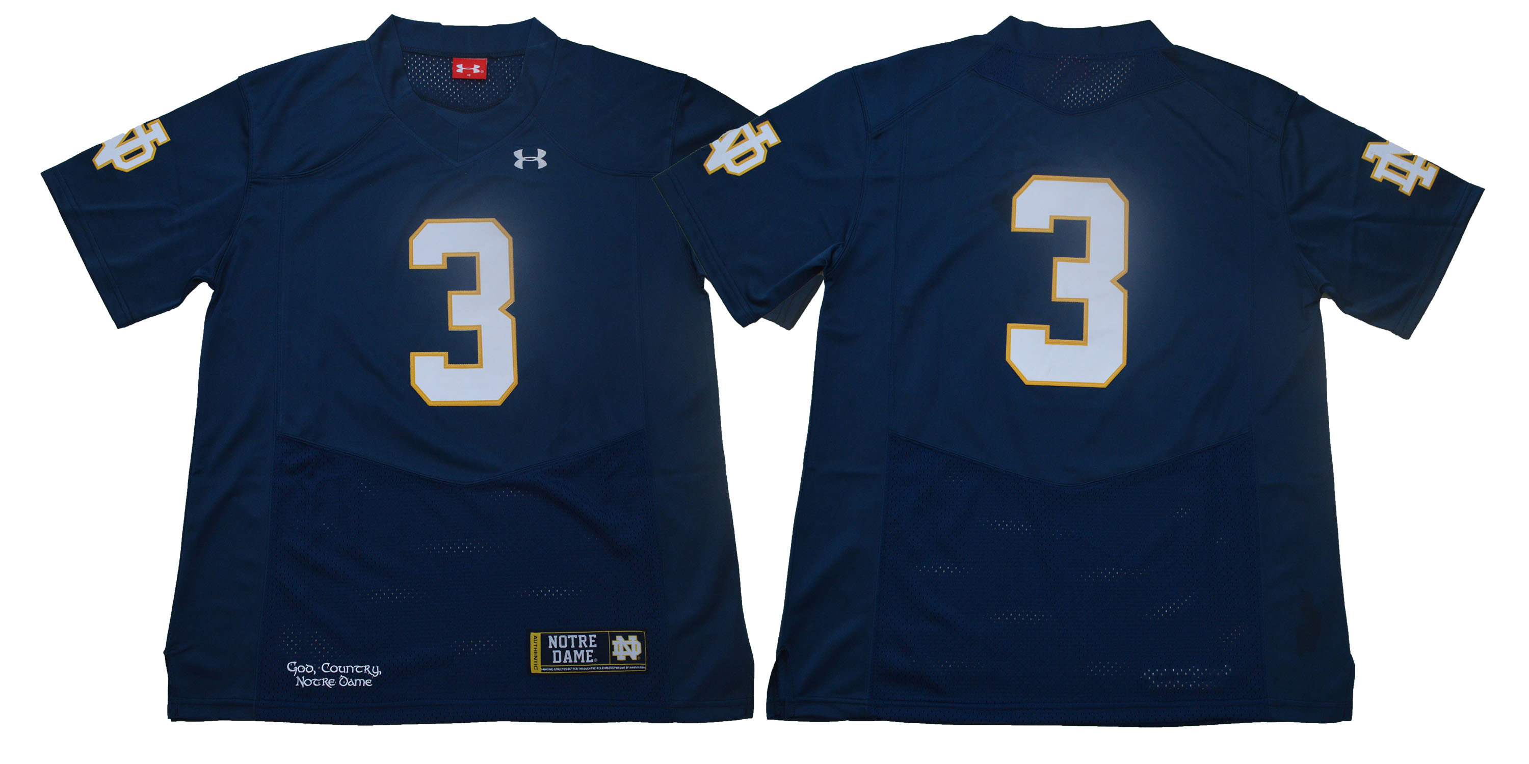 Notre Dame Fighting Irish #3 Blue College Football Jersey