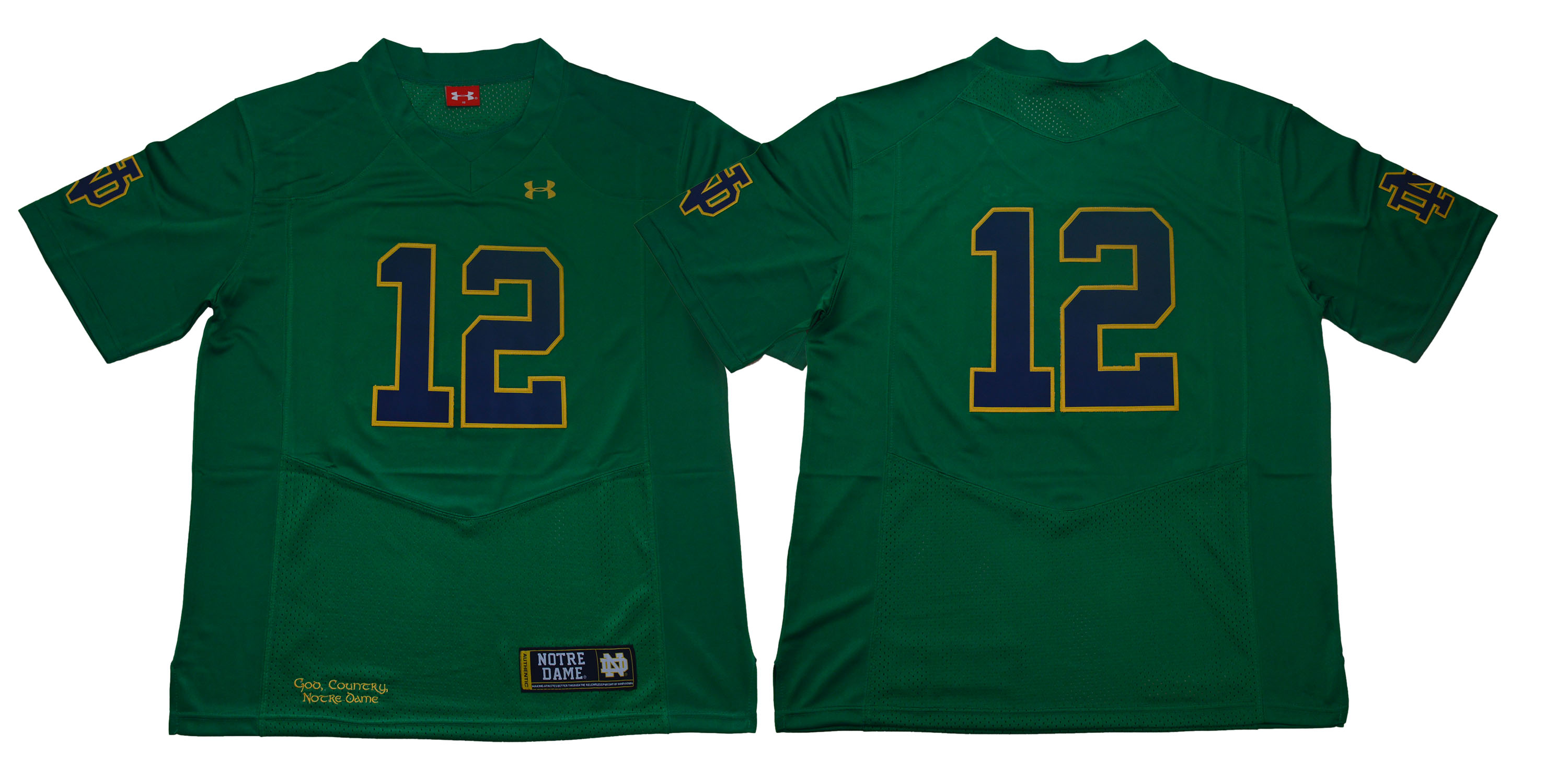 Notre Dame Fighting Irish #12 Green College Football Jersey