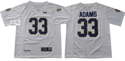 Fighting Irish #33 Josh Adams White Stitched NCAA Jersey