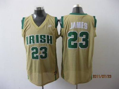 fighting irish #23 lebron james earth yellow basketball embroidered ncaa jersey