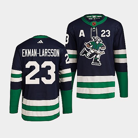 Men's Vancouver Canucks #23 Oliver Ekman-Larsson Navy 2022 Reverse Retro Stitched Jersey