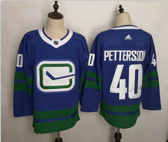 Canucks 40 Elias Pettersson Blue Adidas Jerseys