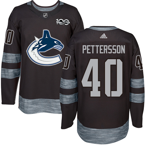 Canucks #40 Elias Pettersson Black 1917-2017 100th Anniversary Stitched Hockey Jersey