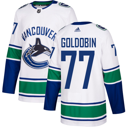 Canucks #77 Nikolay Goldobin White Road Authentic Stitched Hockey Jersey