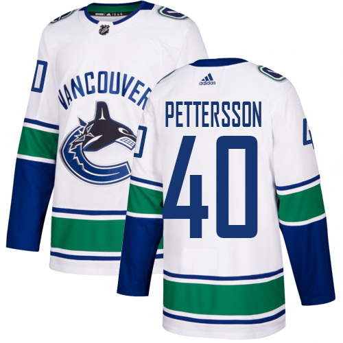 Canucks #40 Elias Pettersson White Road Authentic Stitched Hockey Jersey