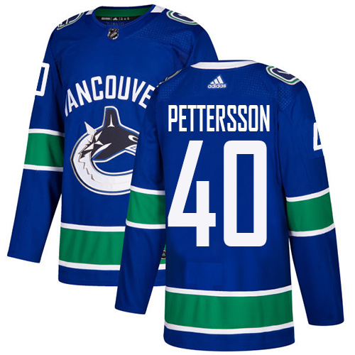 Canucks #40 Elias Pettersson Blue Home Authentic Stitched Hockey Jersey