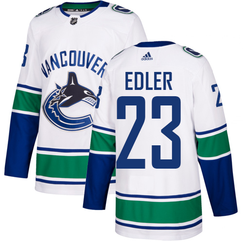 Canucks #23 Alexander Edler White Road Authentic Stitched Hockey Jersey