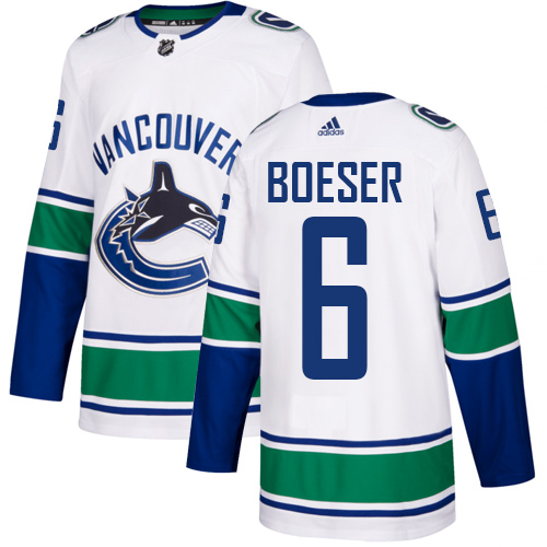 Canucks #6 Brock Boeser White Road Authentic Stitched Hockey Jersey