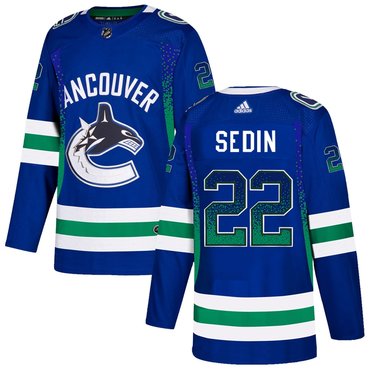 Canucks 22 Daniel Sedini Blue Drift Fashion Adidas Jersey