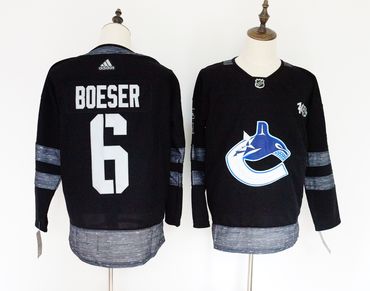 Canucks 6 Brock Boeser Black 1917-2017 100th Anniversary Adidas Jersey