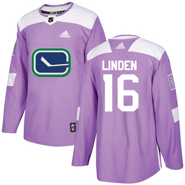 Adidas Canucks #16 Trevor Linden Purple Authentic Fights Cancer Stitched NHL Jersey