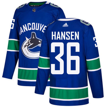 Adidas Canucks #36 Jannik Hansen Blue Home Authentic Stitched NHL Jersey