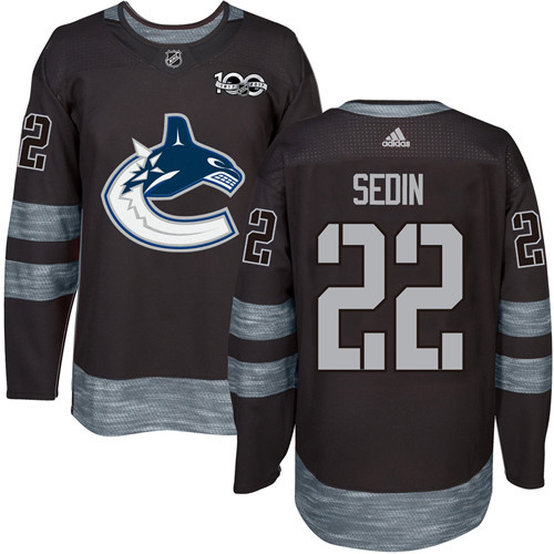 Canucks #22 Daniel Sedin Black 1917-2017 100th Anniversary Stitched NHL Jersey