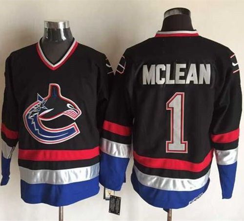 Vancouver Canucks #1 Kirk Mclean Black Blue CCM Throwback Stitched NHL Jersey