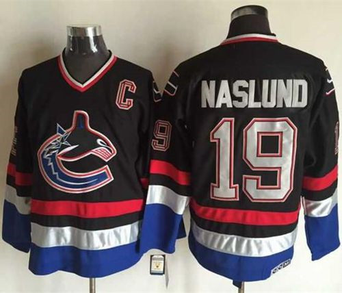 Vancouver Canucks #19 Markus Naslund Black Blue CCM Throwback Stitched NHL Jersey